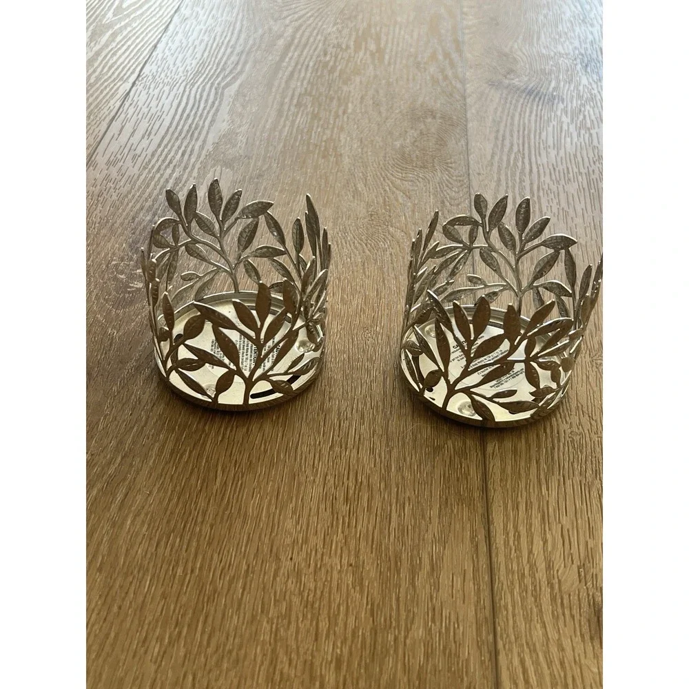 2 New Bath & Body Works Small Vine Leaf Branches Tree Candle Votive Holder